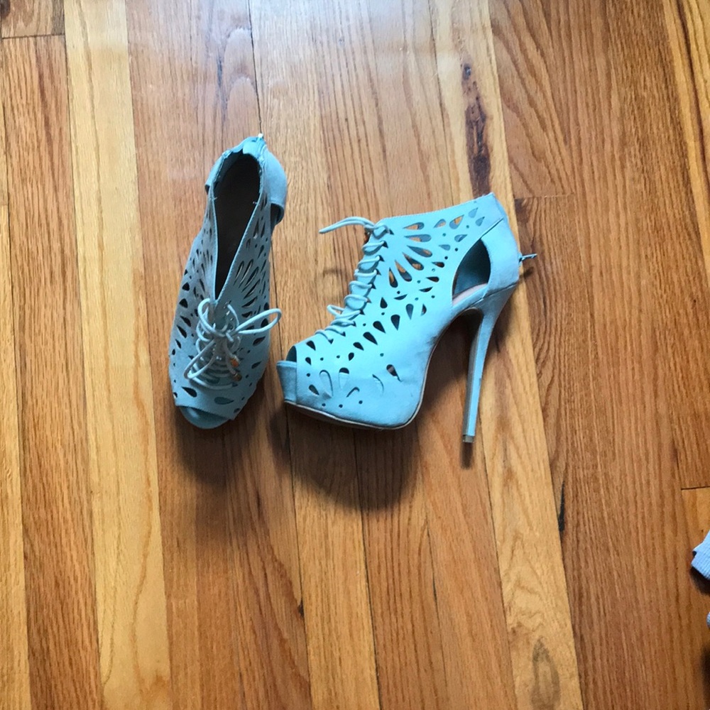 Blue heel lightly worn